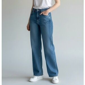 Lafayette 148 Wyckoff Wide Leg Jeans Size 31 High Rise Stretch Denim 29" Inseam